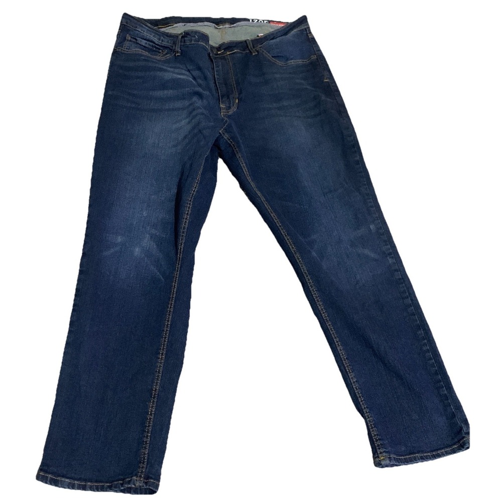 IZOD Mens Regular Taper Fit Jeans Dark Wash Denim Blue 42x30 ICL-1642TD